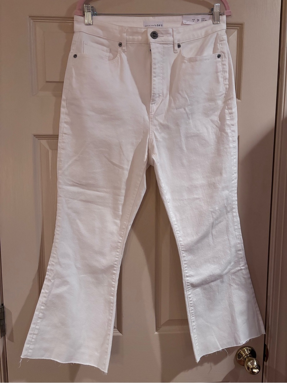 LOFT White Curvy High Waist Kick Crop Jeans